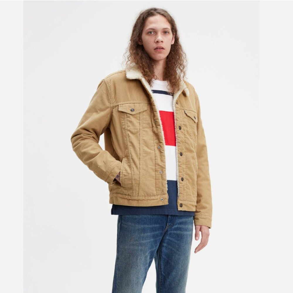 Levi's Lined Sherpa Corduroy Trucker Jacket (L) - Picture 1 of 4